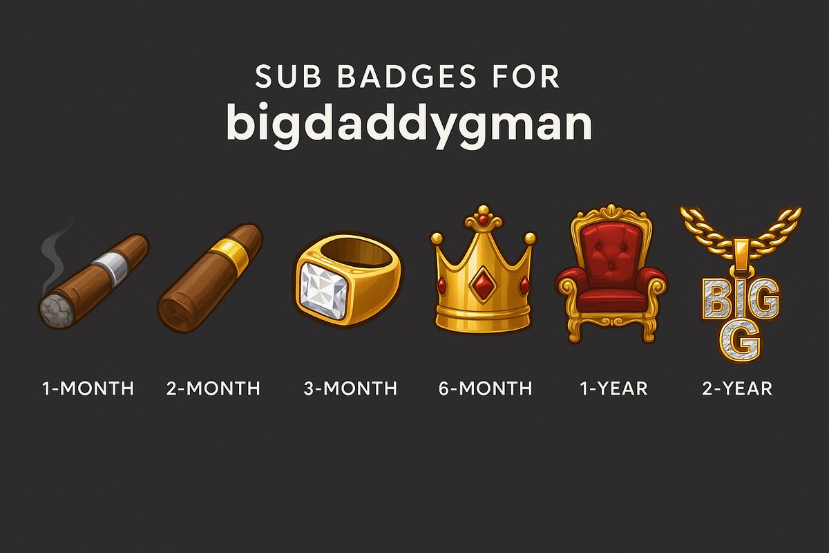 Adamatshine's tweet photo. @bigdaddygmann 

Some new twitch badges for ya 

This set tells a story — from a rising underboss to full-blown kingpin status https://t.co/kDKvY5BLIN