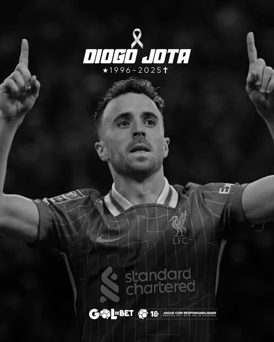 Diogo Jota, destaque do Liverpool e da Seleção Portuguesa, e seu irmão André Silva, atleta do Penafiel, faleceram tragicamente em um acidente de carro.

A Gol de Bet lamenta e envia força às famílias, amigos e a todos que admiravam.

Que suas histórias jamais sejam esquecidas.