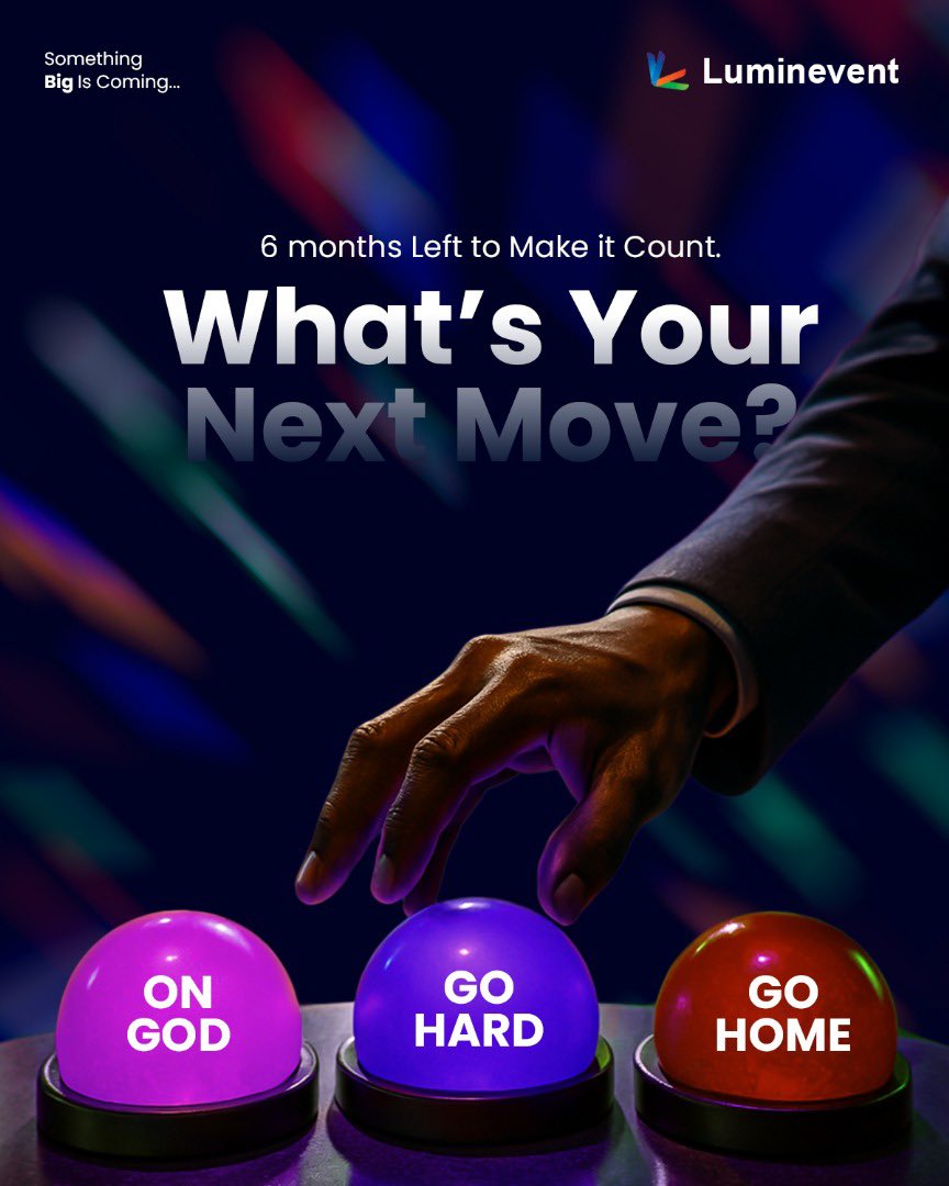 Sparklingbabe3's tweet image. 6 months left to crush your goals💥 July is the launchpad to turn your dreams into reality. At Luminevent, we&apos;ve got your back. No time to go home, it&apos;s time to go harder💪 Let&apos;s finish 2025 strong! 
@Luminevent_  #Luminevent #Motivation #GoalOriented