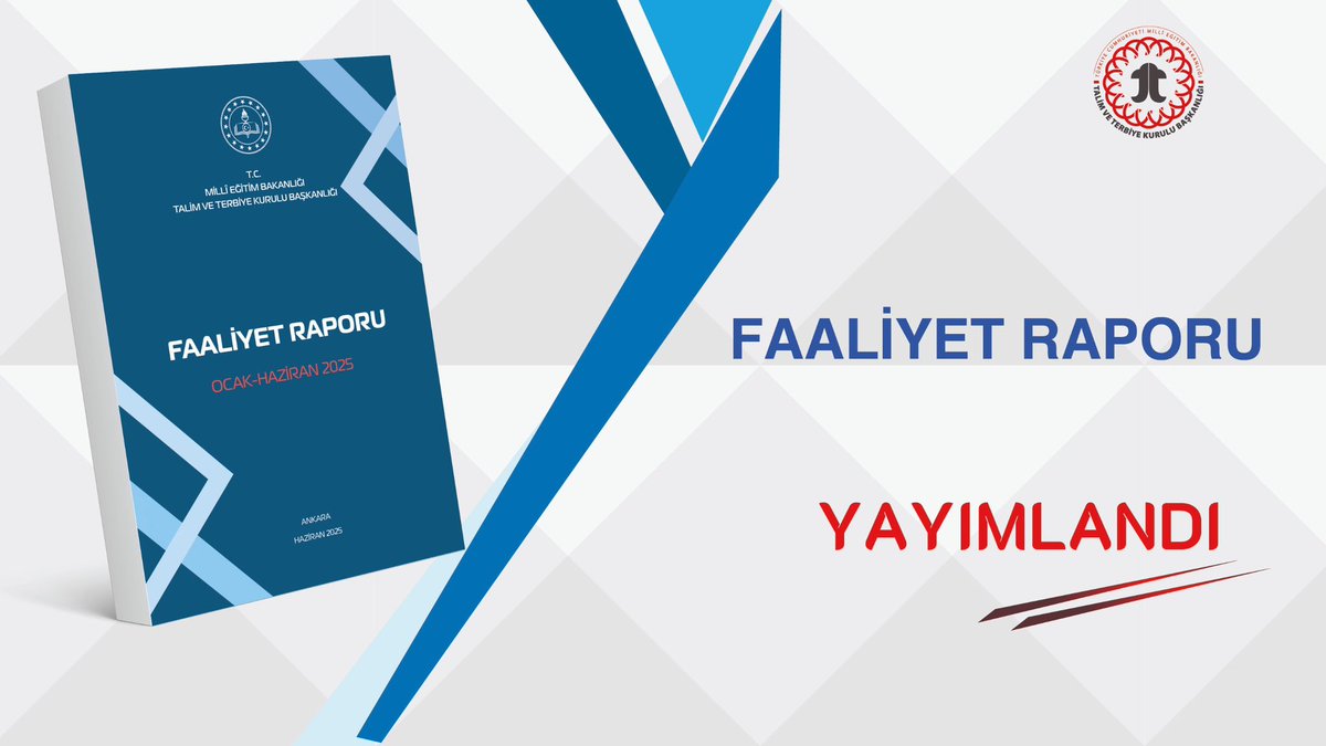 Başkanlığımızın 2025 yılının ilk yarısında yürüttüğü çalışmaları, projeleri ve elde edilen sonuçları kapsamlı bir şekilde sunan  “Faaliyet Raporu (Ocak-Haziran 2025)” yayımlanmıştır.
 Detaylar için👉🏻 meb.ai/UtH3dyn