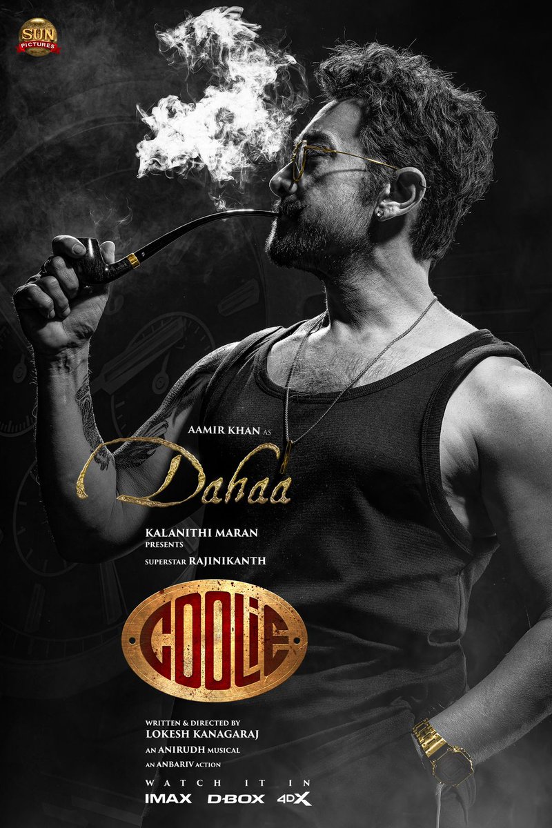Teju PRO (@teju_pro) on Twitter photo Introducing #AamirKhan as Dahaa from the world of #Coolie 😎⚡
#CoolieTelugu is all set to dominate the big screens worldwide from August 14th 🔥
#CoolieFromAug14
<a href="/rajinikanth/">Rajinikanth</a> <a href="/Dir_Lokesh/">Lokesh Kanagaraj</a> <a href="/anirudhofficial/">Anirudh Ravichander</a> <a href="/iamnagarjuna/">Nagarjuna Akkineni</a> <a href="/nimmaupendra/">Upendra</a> @Sunpictures #SathyaRaj #SoubinShahir Introducing #AamirKhan as Dahaa from the world of #Coolie 😎⚡
#CoolieTelugu is all set to dominate the big screens worldwide from August 14th 🔥
#CoolieFromAug14
<a href="/rajinikanth/">Rajinikanth</a> <a href="/Dir_Lokesh/">Lokesh Kanagaraj</a> <a href="/anirudhofficial/">Anirudh Ravichander</a> <a href="/iamnagarjuna/">Nagarjuna Akkineni</a> <a href="/nimmaupendra/">Upendra</a> @Sunpictures #SathyaRaj #SoubinShahir