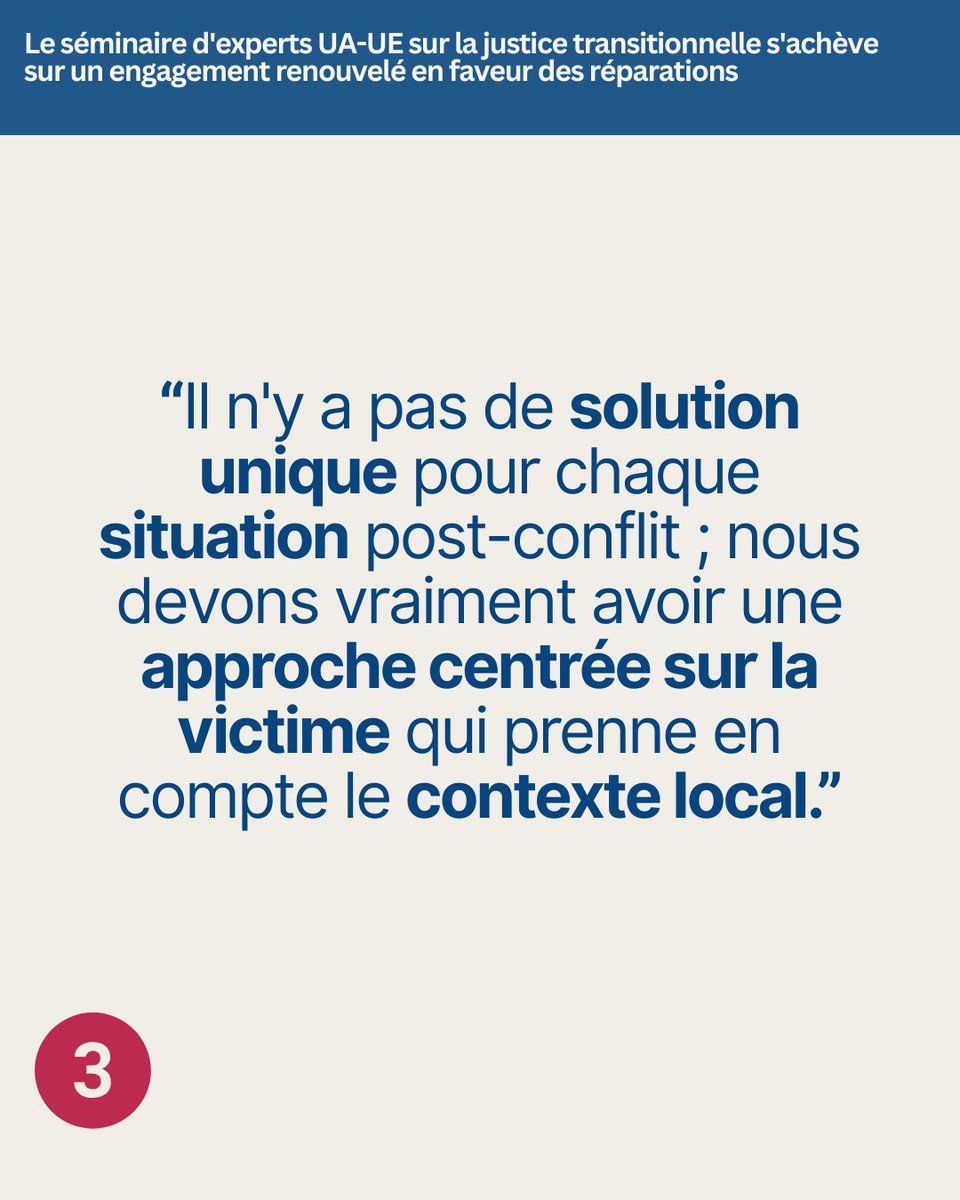 theICTJ's tweet photo. Les réparations sont essentielles à la justice ⚖️ et à la paix 🕊️
Le 5e séminaire UA-UE sur la justice transitionnelle a réaffirmé un engagement fort pour leur avancement.
👉 En savoir plus
https://t.co/zlTA9C1Mcf
#UEAU25 #ITJA https://t.co/Na49ffSLqG