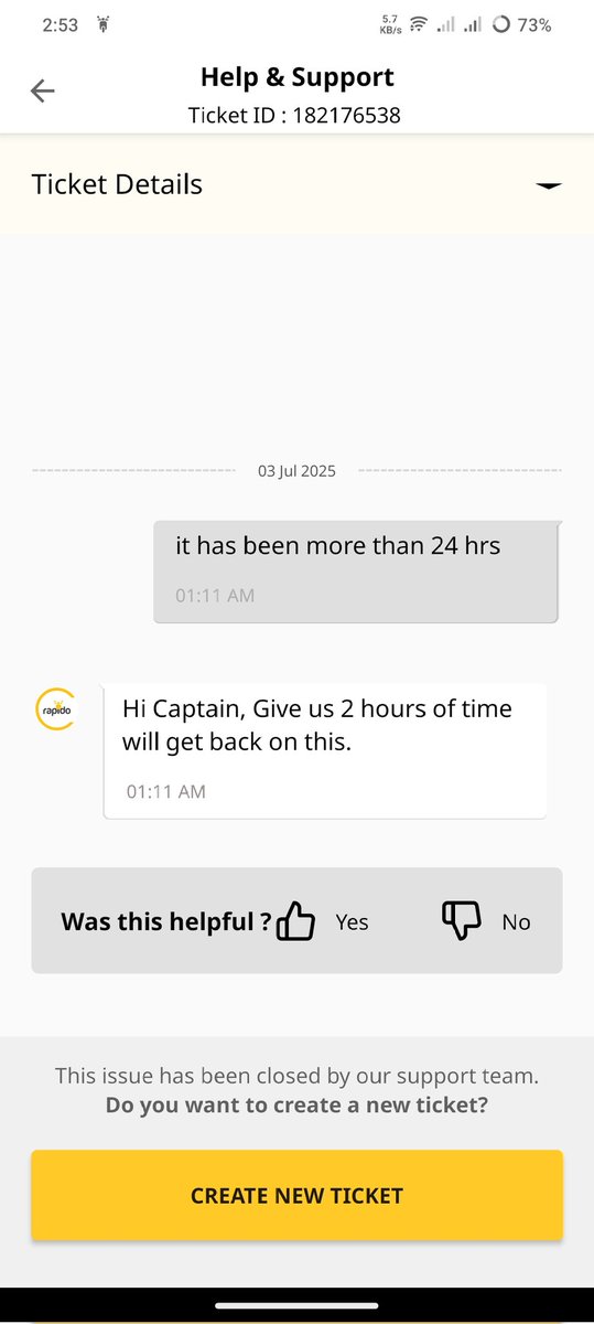 adefinedigitalz's tweet image. 📢 Hey @RapidoCaptain,
It’s been over 24 hours and my documents are still "Under Verification". I raised a ticket and was told to wait 2 hours — now the issue is closed without any update.

Please look into this! 🙏
#Rapido #SupportIssue #VerificationDelay