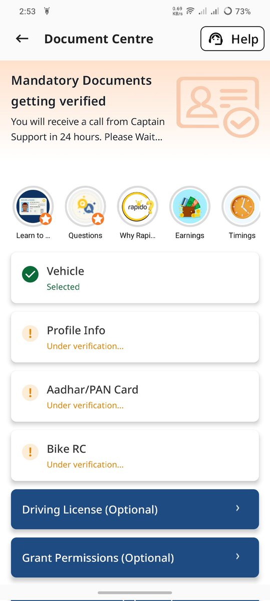 adefinedigitalz's tweet image. 📢 Hey @RapidoCaptain,
It’s been over 24 hours and my documents are still "Under Verification". I raised a ticket and was told to wait 2 hours — now the issue is closed without any update.

Please look into this! 🙏
#Rapido #SupportIssue #VerificationDelay