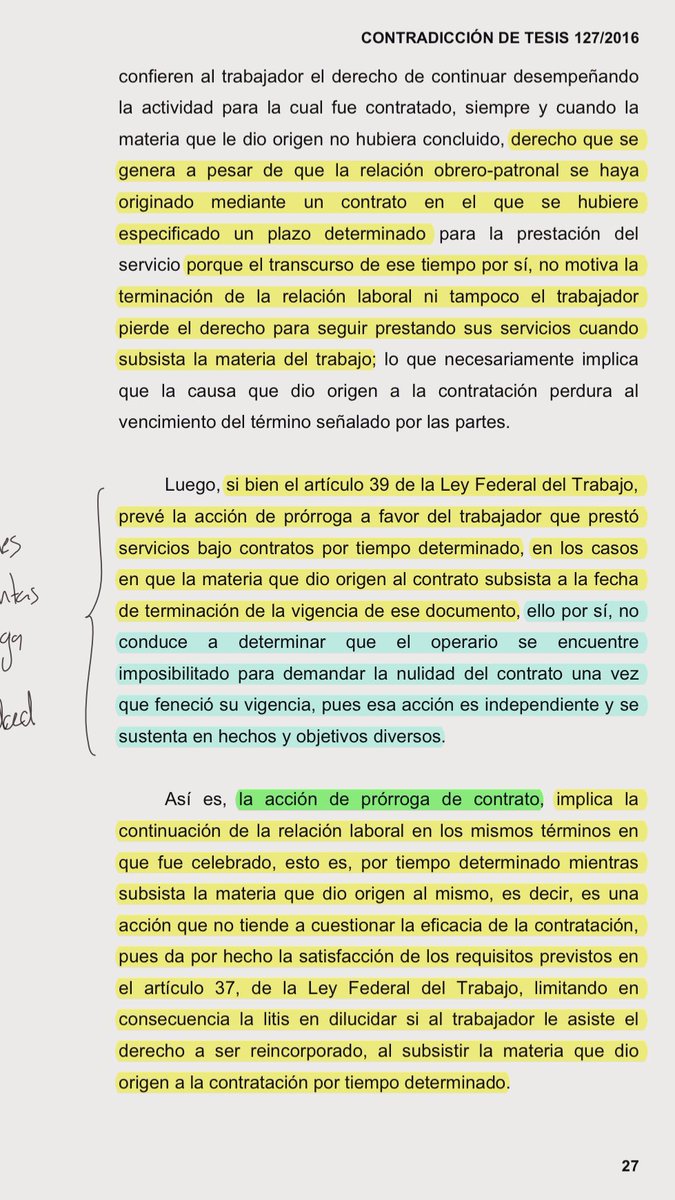poncho_vaca's tweet photo. No hay que confundir las acciones en materia laboral.

1️⃣ Prórroga del contrato, cuando subsiste la materia del trabajo.

2️⃣ Nulidad de la condición temporal del contrato, cuando se cree que ésta no está justificada.

La primera no cuestiona la temporalidad; la segunda, sí. https://t.co/GQFx1podX0