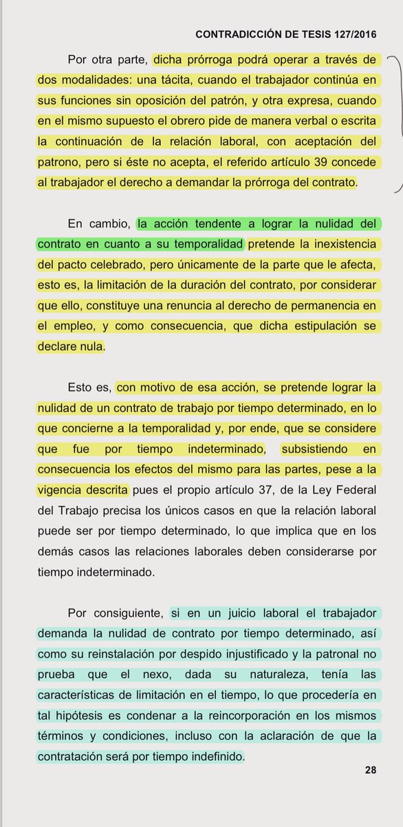 poncho_vaca's tweet photo. No hay que confundir las acciones en materia laboral.

1️⃣ Prórroga del contrato, cuando subsiste la materia del trabajo.

2️⃣ Nulidad de la condición temporal del contrato, cuando se cree que ésta no está justificada.

La primera no cuestiona la temporalidad; la segunda, sí. https://t.co/GQFx1podX0
