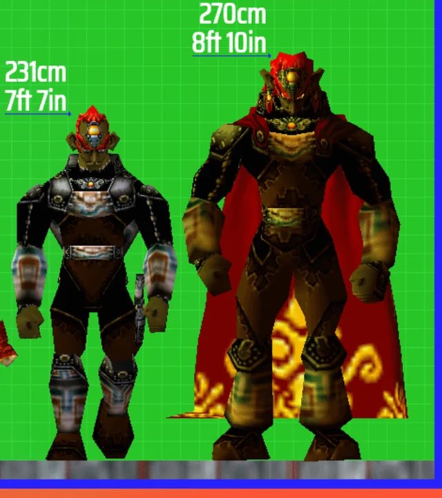 Reworked the future Ganondorf sprite to better match his actual appearance ingame; gave him the demon eyes &amp; 6 pixels of extra height

*credit to Lalam24 on reddit for the size comparison chart

#zelda #oot #solarus #gamedev