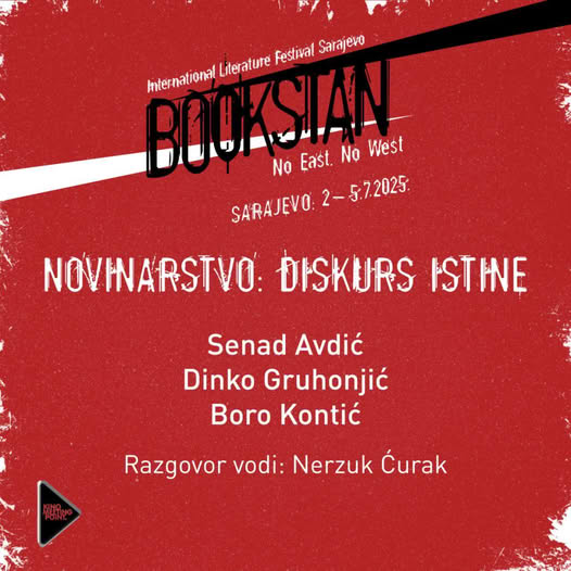 📌 U petak, 4.7.2025. u 12h, u okviru Međunarodnog festivala književnosti <a href="/BookstanFest/">BOOKSTAN Sarajevo</a>, ne propustite diskusiju o teoriji i praksi novinarstva koja će biti održana u kinu Meeting Point.

<a href="/SeAvdic/">Senad Avdic</a> <a href="/DinkoGruhonjic/">Dinko Gruhonjić</a> <a href="/BoroKontic/">Boro Kontic</a>