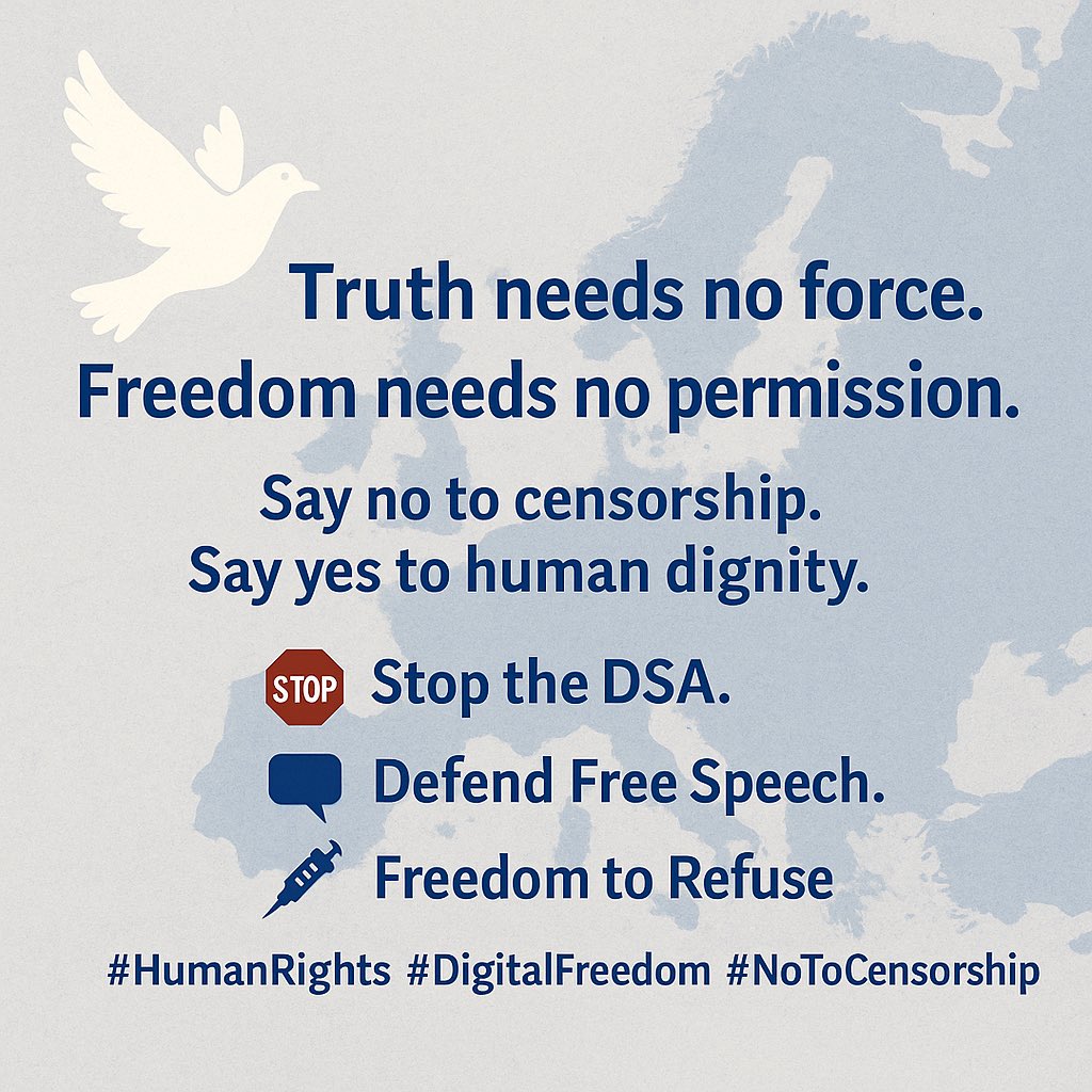SirpaViit93925's tweet image. When truth is silenced, tyranny begins.
We must defend free speech, human rights and the right to say NO.
Thank you @elonmusk for standing with the people.
#FreedomToRefuse #NoToCensorship #DSA