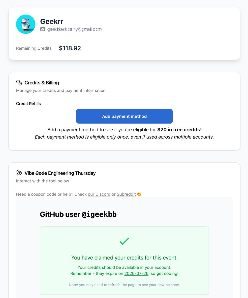 Kilo Code $100 到手🎁 - 仓库→ https://t.co/ACFFBiHZ1I - 访问你的个人主页→  https://t.co/XXMJc19Amt - 连接你的GitHub → 输入你的GitHub 用户名* 两周有效期，可劲造吧~