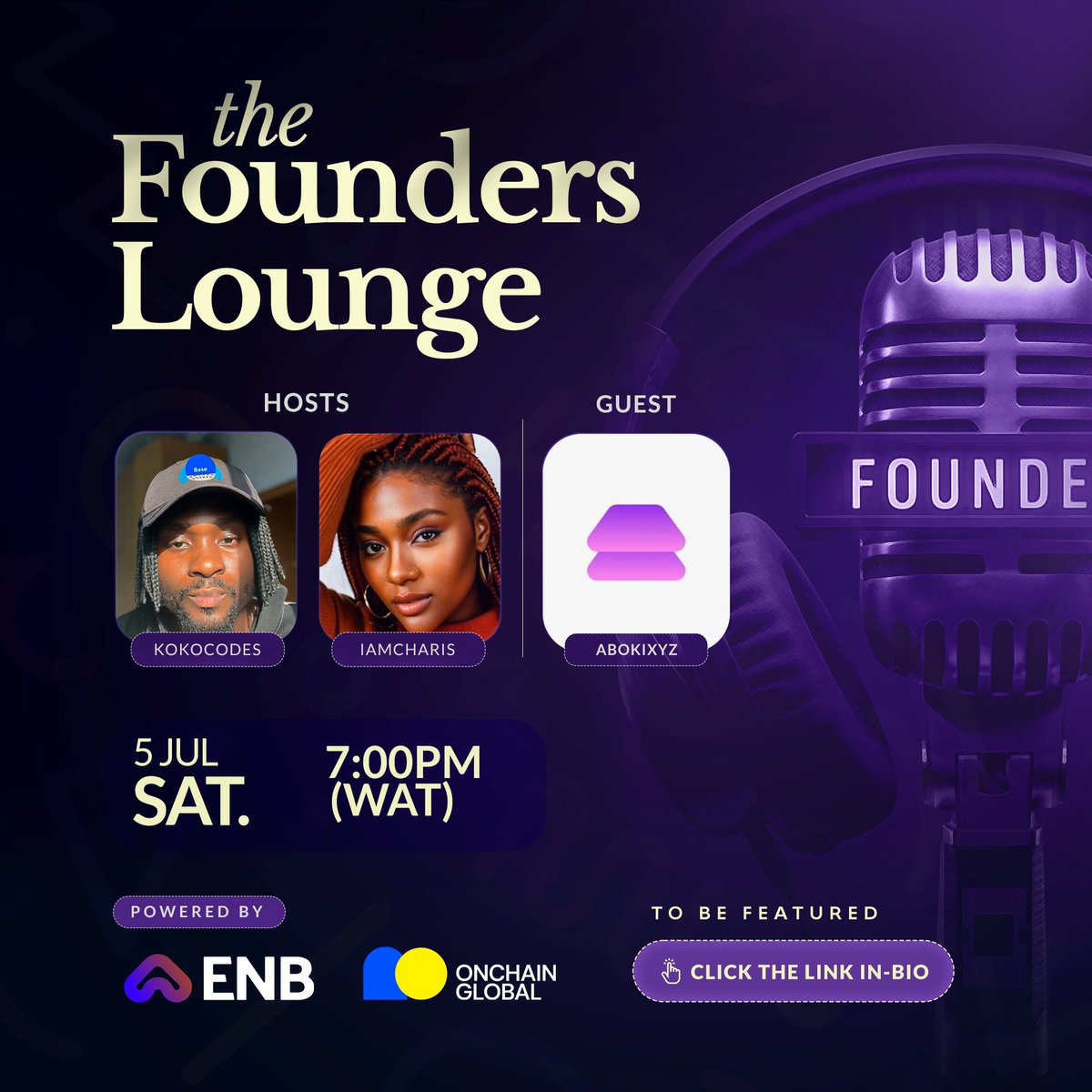 Who’s excited for this week’s session? 😃

For Ep. 1, we’ll be having <a href="/Bernard_O1/">Bernard.O||Aboki</a>, founder of <a href="/Abokixyz/">ABOKI ♻️</a>. Aboki is a fast and secure, crypto fiat swap layer, built on <a href="/base/">Base</a>, that connects directly to your wallet or bank. It also offers APIs for small businesses to integrate onramp