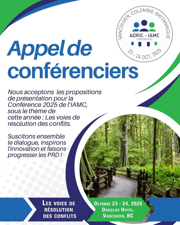🎤 Call for Speakers – ADRIC 2025 Conference

Share your expertise with dispute resolution professionals from across Canada! We’re seeking dynamic speakers to help shape the program for ADRIC’s National Conference.

📝 Submit your proposal today: zurl.co/nMCoj