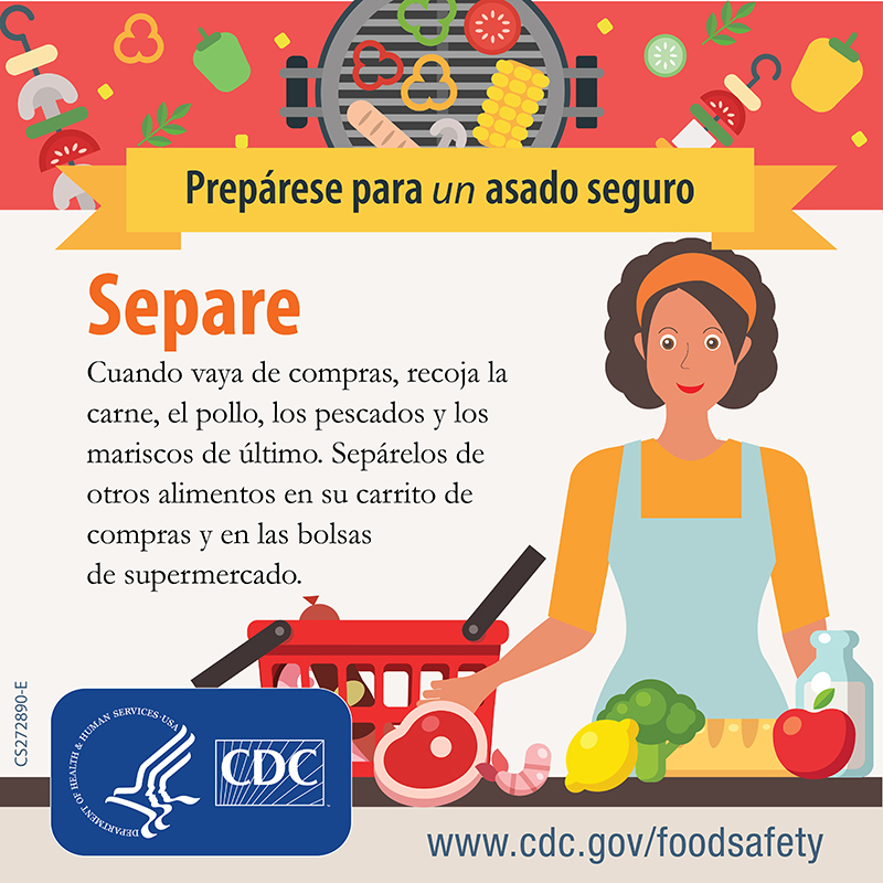 Cooking out for #July4th? Get ready to grill safely. #FoodSafety begins at the grocery store. Put meat, poultry and seafood in the cart last and keep them separated from other food items, then refrigerate them promptly. Have a healthy and safe #IndependenceDay!