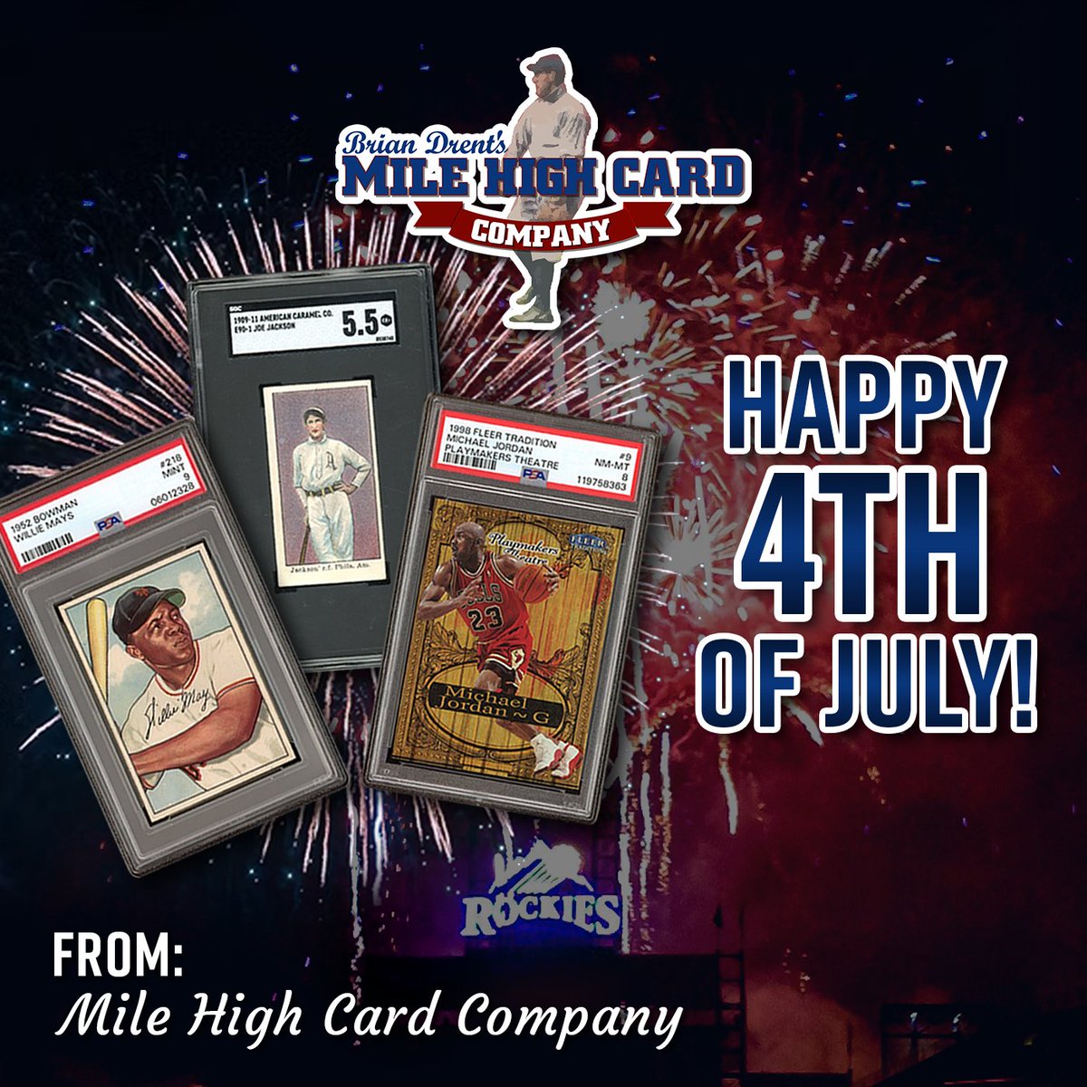 milehighcard's tweet image. π Everyone here at #MHCC is wishing you a safe, sunny, & sparkling β¨ 4th of July filled with fireworks, fun, and a few great cards! π
β€οΈπ€π
We're closed today in observance of the holiday.
Enjoy this festive preview from our upcoming Summer 2025 Premium Catalog Auction! βοΈπ₯