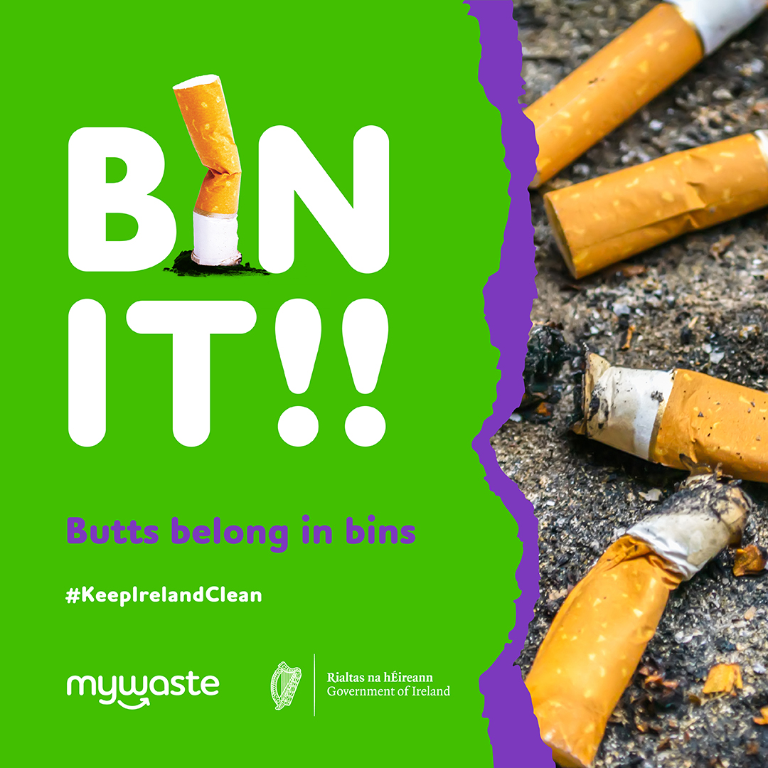 Keep our planet clean! Put cigarette butts in the bin. 
 
Every small action counts towards a cleaner environment. Let's do our part and keep our surroundings beautiful! 

@mywasteireland