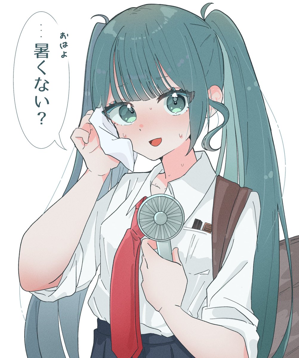 uwa_illust_v16v's tweet photo. 夏、学生、ミク https://t.co/QxBQC2BYZu