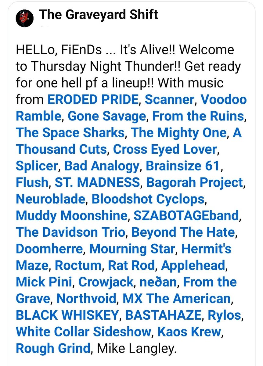 Don't miss tonight's Thursday Night Thunder show. The Graveyard Shift goes live at 0am Argentina 👇
