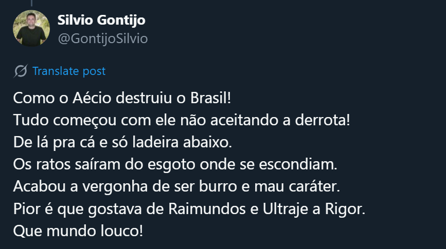 roxmo's tweet photo. E hoje gosta do Lula. Que mundo louco. Acabou a vergonha de ser burro e mau-caráter. https://t.co/rgyZoqSXNc