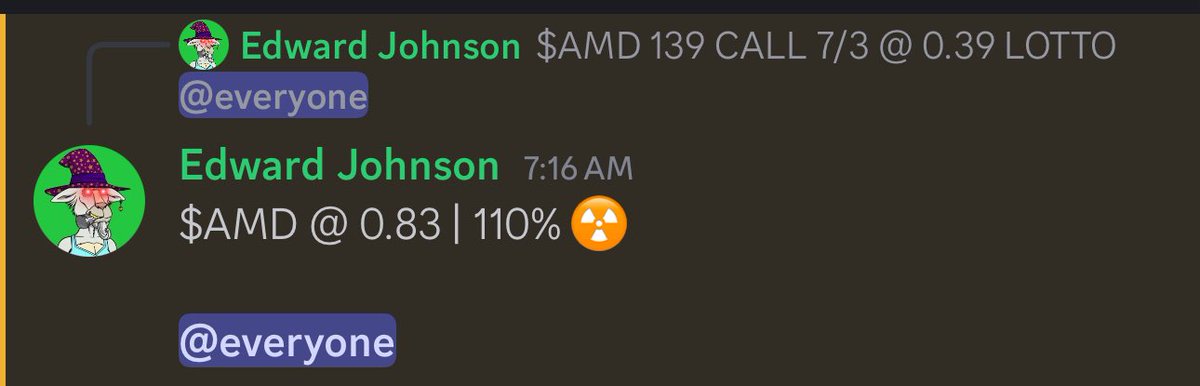 Edward Johnson (@edwardalerts) on Twitter photo One and done in the discord
Doubled our money in 10 minutes ๐โโ๏ธ
$AMD One and done in the discord
Doubled our money in 10 minutes ๐โโ๏ธ
$AMD
