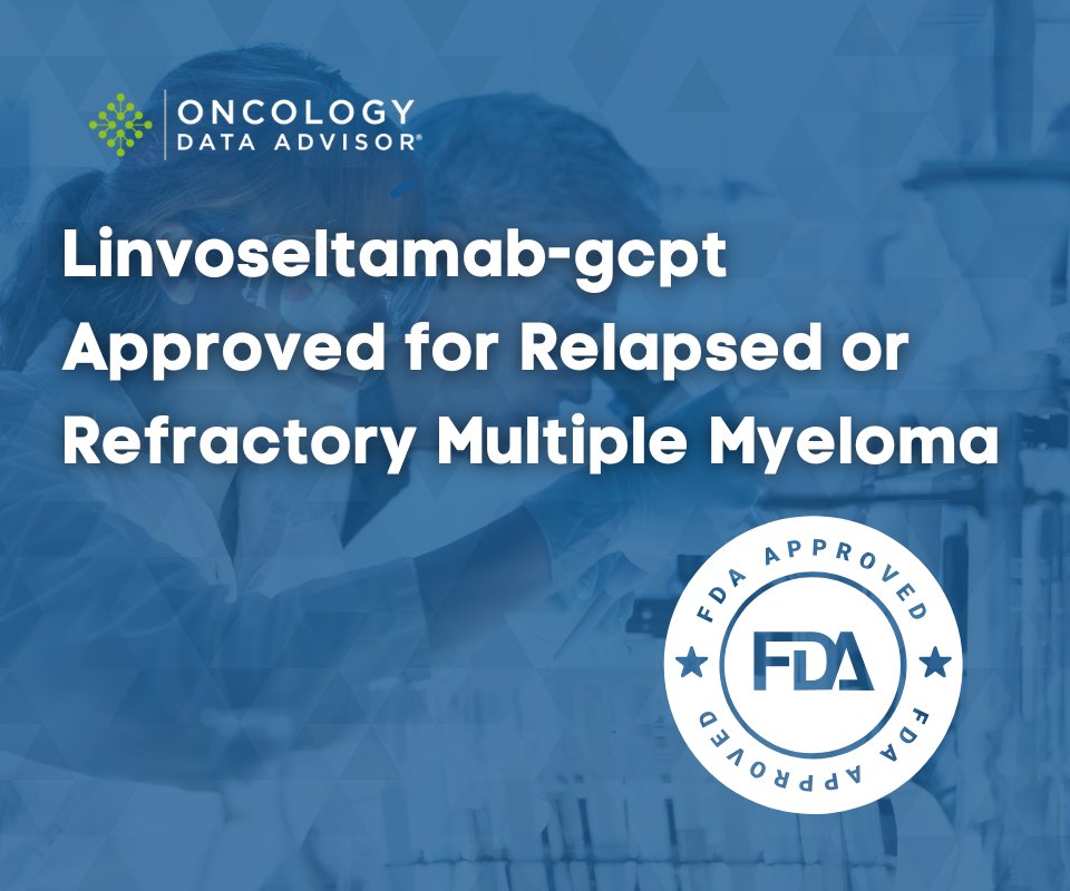 OncData's tweet image. The #FDA has granted accelerated approval to #linvoseltamab-gcpt for the treatment of adults with relapsed or refractory multiple #myeloma.

Learn more about the #approval and the #LINKERMM1 trial here: oncdata.com/linvoseltamab-…