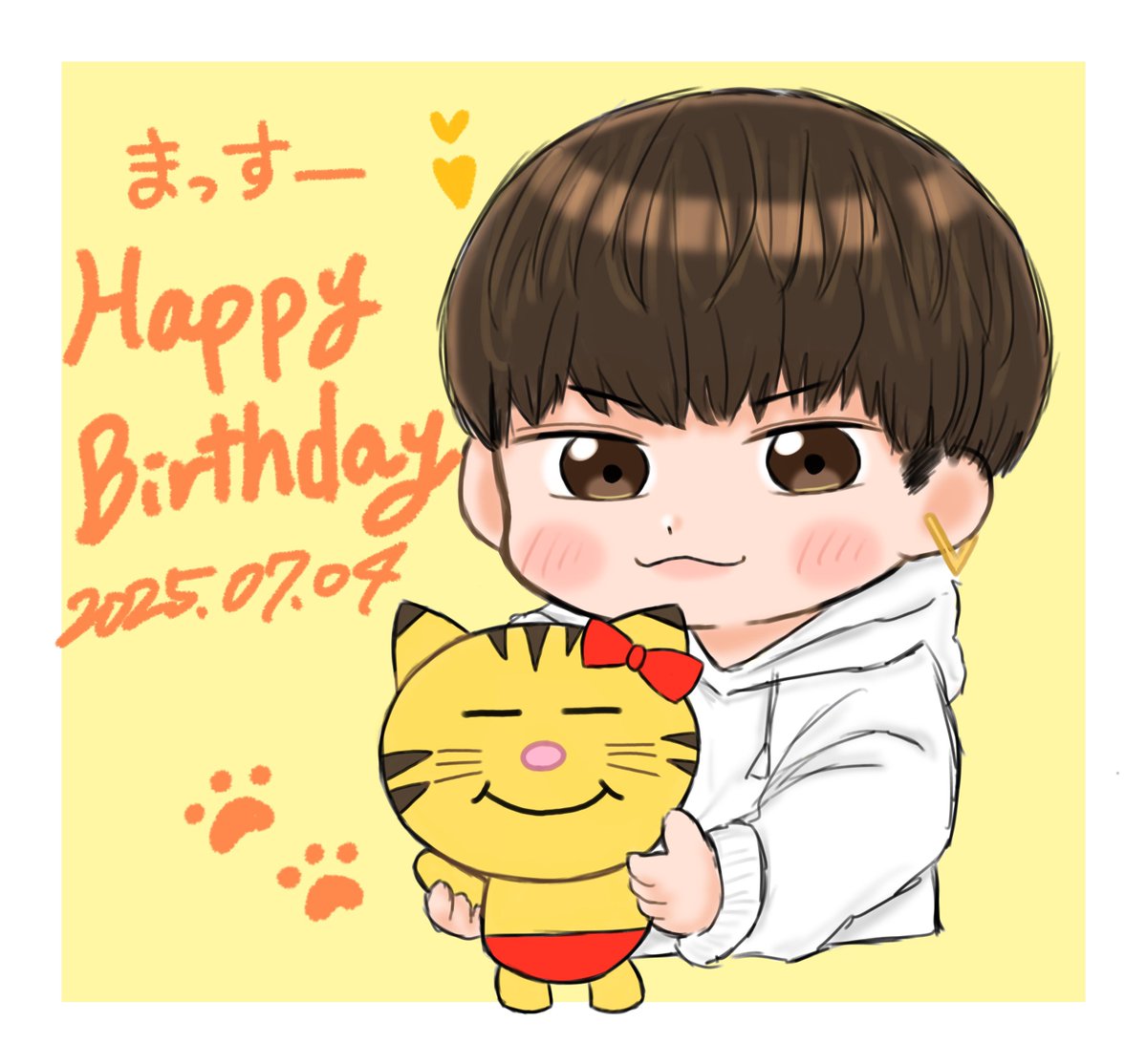 hata_0704's tweet photo. 増田さんお誕生日おめでとうございます！🎉💐🐱
笑顔溢れる一年になりますように！✨️💛
 #HBDTakahisaMasuda2025
 #増田貴久誕生祭2025
 #NEWSでお絵かき https://t.co/GJFwWsW5HI