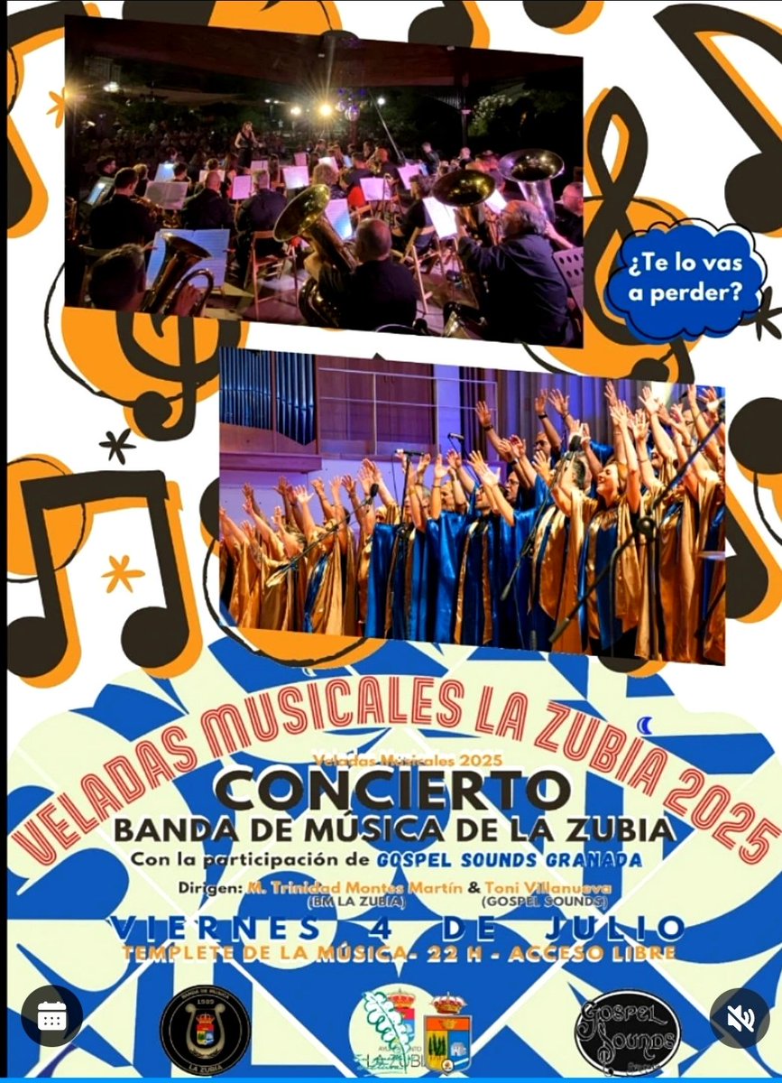 Federación de Coros de Granada (@corosgranada) on Twitter photo Todavía queda actividad de nuestros coros, todavía en los primeros días del mes. El 4 de JULIO, el Coro <a href="/gospelsoundsgra/">Gospel Sounds</a> , participará en una deliciosa velada al aire libre en la Zubia. Será a las 22h en el templete de música. Todavía queda actividad de nuestros coros, todavía en los primeros días del mes. El 4 de JULIO, el Coro <a href="/gospelsoundsgra/">Gospel Sounds</a> , participará en una deliciosa velada al aire libre en la Zubia. Será a las 22h en el templete de música.