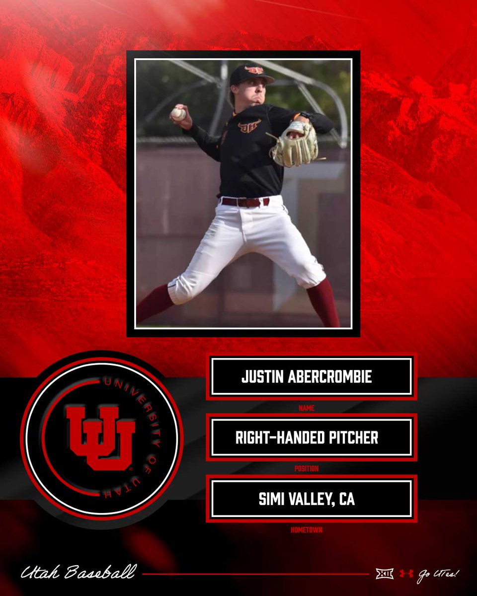 Time to start meeting some new additions to the squad‼️

⚾ Justin Abercrombie
🔴 RHP
🏠 Simi Valley, CA

#GoUtes