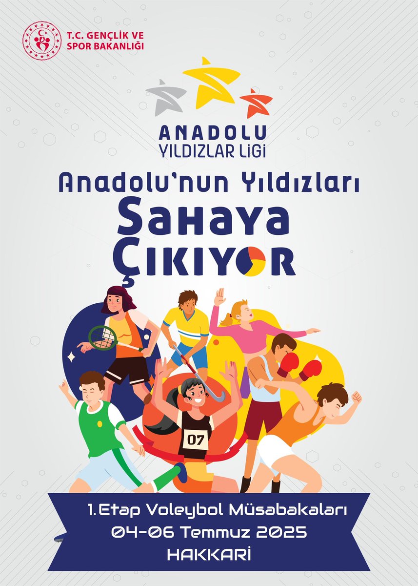 📌2025 Anadolu Yıldızlar Ligi (Analig) Sezonu Voleybol 1. Etap 8. Grup Müsabakaları 4-6 Temmuz tarihleri arasında Hakkari Spor Salonu'nda ve Hakkari Üniversitesi Spor Salonu'nda gerçekleştirilecektir.