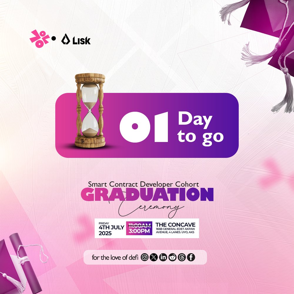 For The Love Of DeFi- #FZA (@ftldofficial_) on Twitter photo The countdown ends TODAY! 🎉
Join us tomorrow as we embark on a Project Exhibition & Awards Ceremony with the team from <a href="/LiskAfrica/">Lisk Africa</a> ➡️ <a href="/SantiagoDevRel/">Santiago</a> <a href="/chiidubem/">bems</a> <a href="/its_mojeezy/">mojeezy.onchain</a>
🤩
We raised stars and tomorrow, we witness them shine.
Tomorrow, innovation, creativity, and hard The countdown ends TODAY! 🎉
Join us tomorrow as we embark on a Project Exhibition & Awards Ceremony with the team from <a href="/LiskAfrica/">Lisk Africa</a> ➡️ <a href="/SantiagoDevRel/">Santiago</a> <a href="/chiidubem/">bems</a> <a href="/its_mojeezy/">mojeezy.onchain</a>
🤩
We raised stars and tomorrow, we witness them shine.
Tomorrow, innovation, creativity, and hard