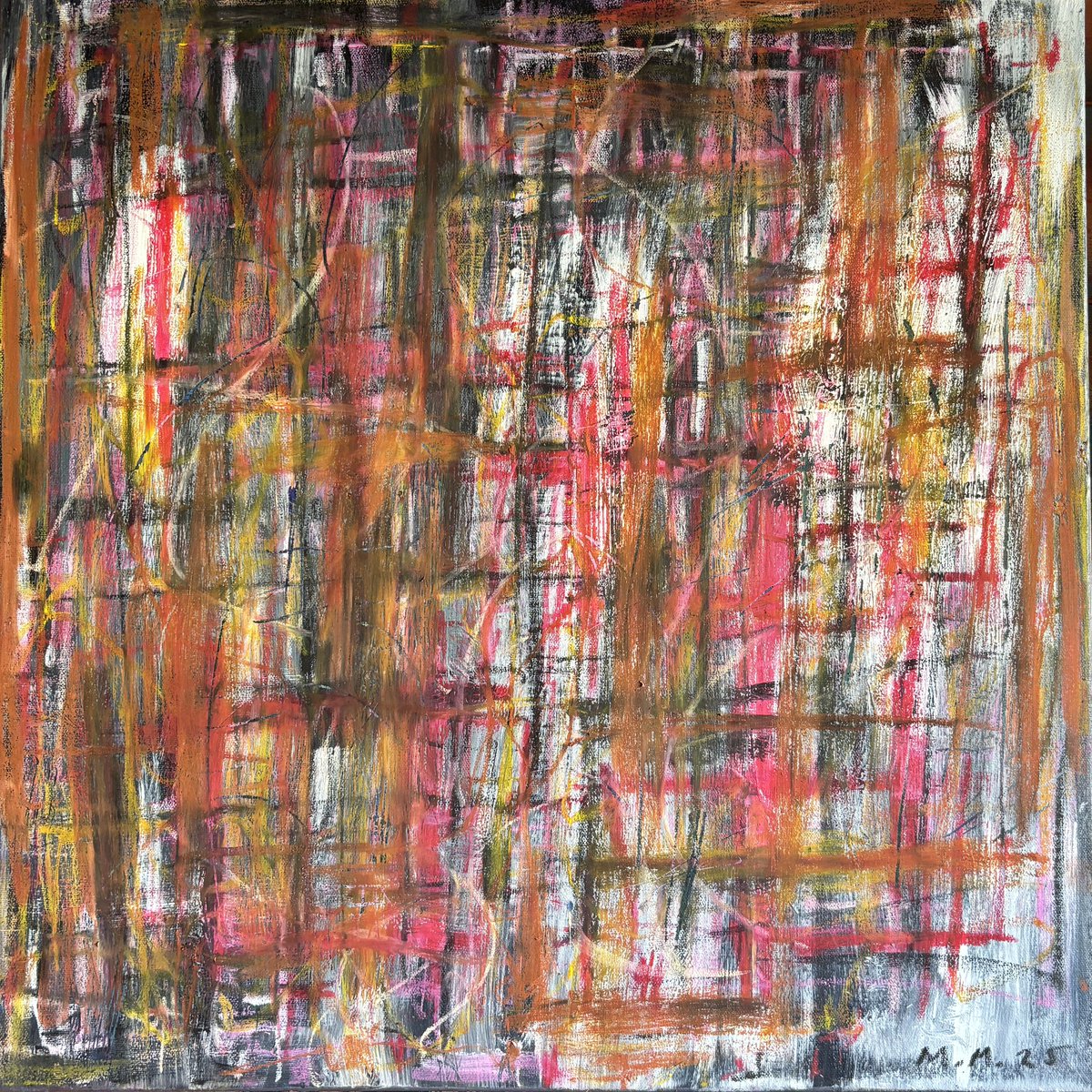marcusmillerart's tweet photo. ‘El Raval (3)’, 2025, 60 x 60cm; acrylic and pastel on canvas. One of the most exciting parts of one of the greatest cities on earth, I adore El Raval. MACBA and Bar Marsella in the same area? Yes please! #Barcelona #MACBA #desire #Picasso #urban https://t.co/LAyqL5EYlo