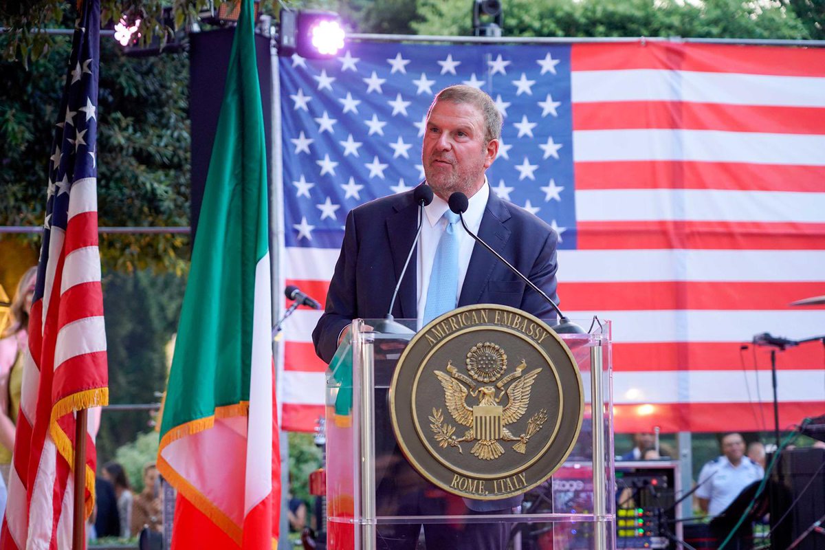 USAmbItaly's tweet image. There’s only one country where I would serve as Ambassador — and that country is Italy.
It was my honor to celebrate America’s #IndependenceDay in Rome — the city that welcomed my family with open arms. Proud to welcome PM Meloni and other Italian leaders as we marked 249 years…