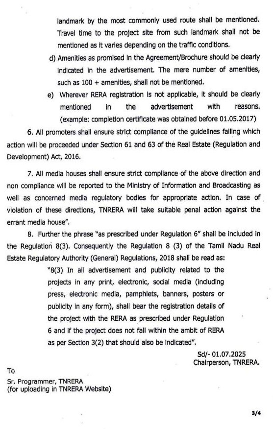 h_pongilath's tweet photo. Any #RealEstate Promoter in #TamilNadu must adhere strictly the guidelines issued by #TNRERA (Real Estate Regulatory Authority). All advertisement released by promoter in #socialmedia #print #electronicmedia #brochure #leaflet must contain TNRERA Regn No, with QR Code top right https://t.co/SoPFIiCzCY