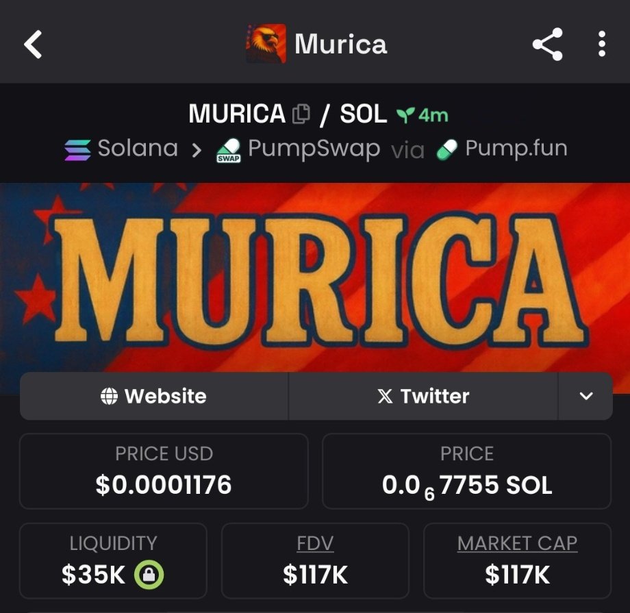 degenThibault's tweet photo. Highlighted $MURICA at $117k market cap in my TG community 🌕 

8VKpaWCxmejKo8UdfUTbctABkzWUw7NJ4L9YwVcrpump

#Solana #memecoin #crypto #MAURICA https://t.co/qwqkBPJ5dY