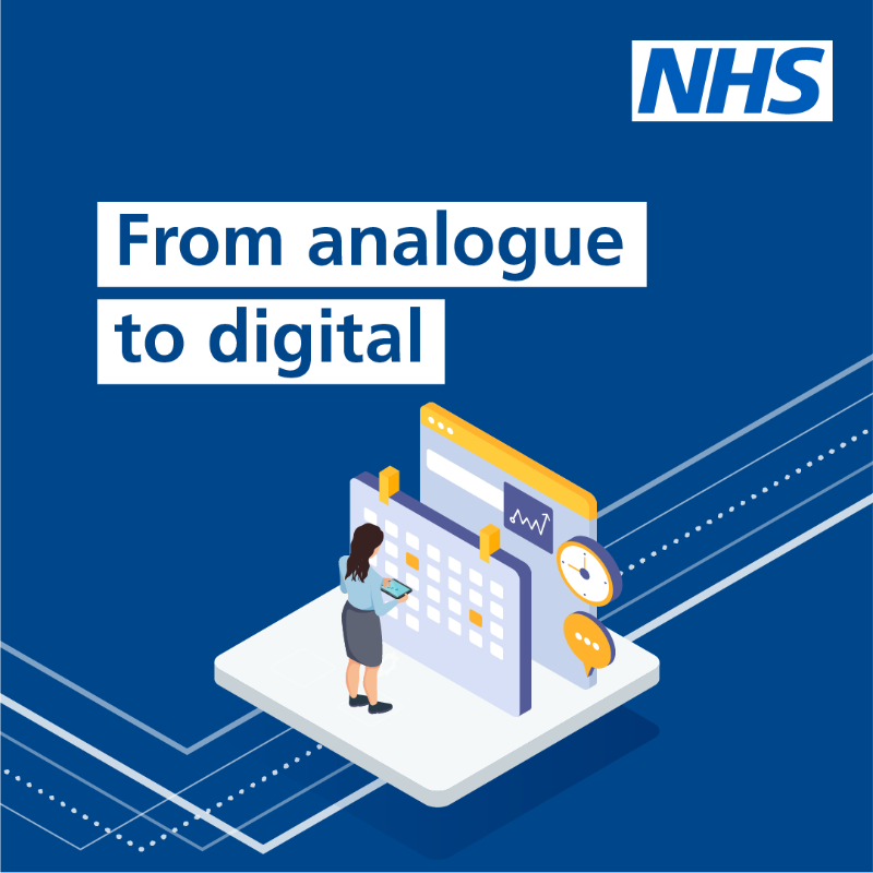 NHSEngland's tweet photo. The shift from analogue to digital will be key in delivering an NHS that is fit for the future.  
 
Read more about how new technology will make a huge difference for patients.