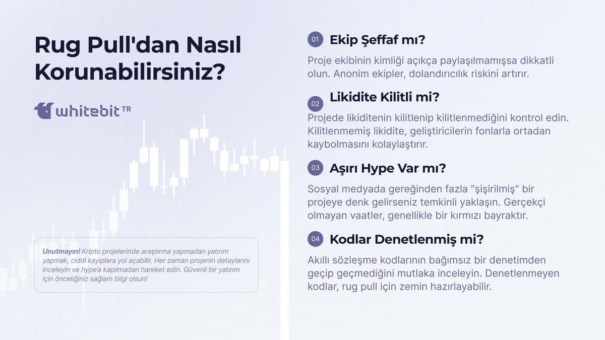🚨 Sosyal medyada şişirilen projeler, 
🔓 kilidi açılmamış likiditeler…
Hepsi birer tuzak olabilir.

Peki ya korunmanın yolu? 🛡️👆🏼

#RugPull #Kripto #DYOR #Kripto #Web3 #Blockchain