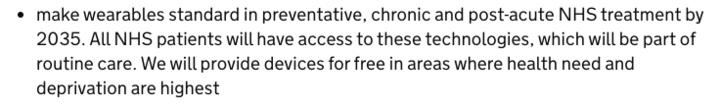 Interesting bit from the 10-year health plan: wearables on the NHS