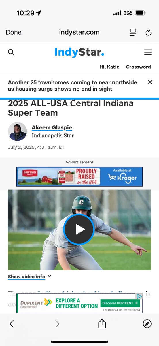Michael_G19's tweet photo. Honored to be part of the 2025 ALL-USA Central Indiana Super Team with 
@Eli_Sinsabaugh 
@LandonHughess 
@cchristiansen08 

@C_IrishBaseball 
@TopTierIN26Nat https://t.co/38cJRc4bDI