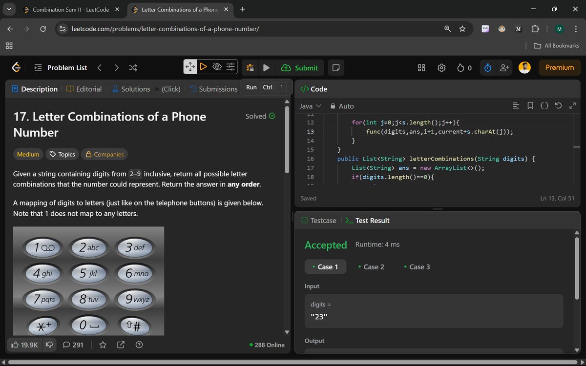 Manohar2909's tweet image. 🚀Day 33 of #100DaysOfCoding  Sharpening the Edge with Smart Recursion &amp;amp; DSA Drills!
40. Combination Sum II
17. Letter Combinations of a Phone Number
 #JavaProgramming #DataStructuresAndAlgorithms #CodingChallenge #Backtracking #TechJourney #LeetCodeSolutions #DeveloperCommunity