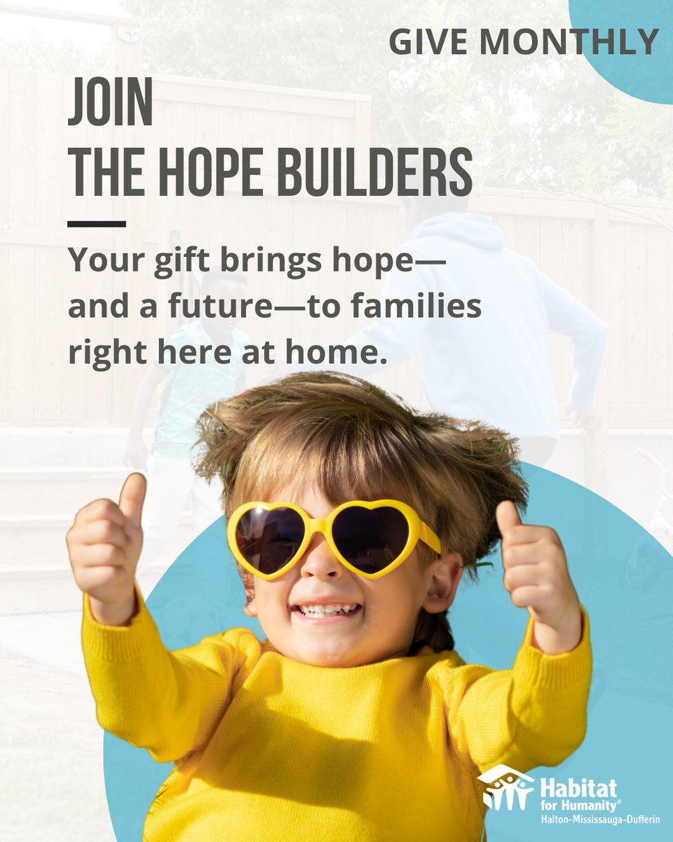 HabitatHMD's tweet image. Join The Hope Builders, our monthly giving program that helps build safe, affordable homes for families.
Your gift brings hope—and a future—to families right here at home.
Make your first monthly gift today: habitathmd.ca/donate/
#BuildMonthly #HopeBuilders