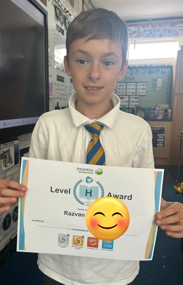 HolySpiritWA9's tweet photo. Congratulations to our #Year5 Reading Plus superstar! Well done for levelling up Razvan 😁🌟 @ReadingPlus @ReadSolutionsUK #ReadingPlus https://t.co/uufap5ZLRy