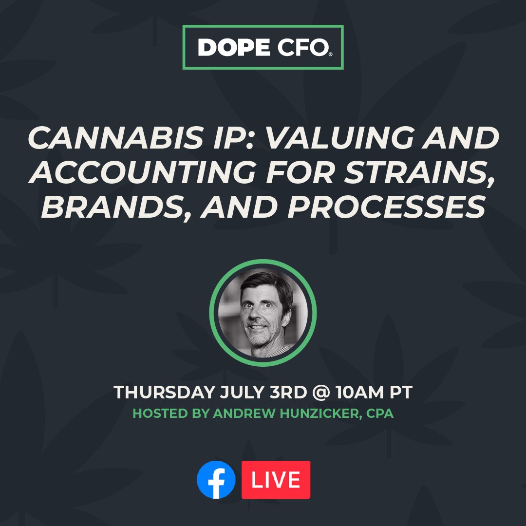 Join us later today to explore the complex world of Cannabis intellectual property valuation and accounting.

This session will help you understand and maximize the value of your Cannabis intellectual property.

Register here: hubs.ly/Q03vN_6r0