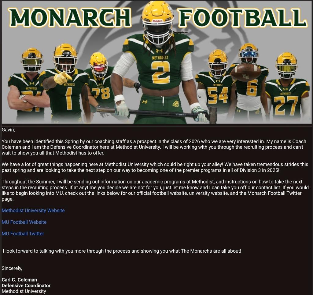 Thanks for the email <a href="/_coachcccoleman/">Carl C. Coleman</a> looking forward to an exciting summer <a href="/CoachJWilkes/">Jason Wilkes</a> <a href="/WS_Storm_FB/">𝙒𝙞𝙡𝙡𝙤𝙬 𝙎𝙥𝙧𝙞𝙣𝙜 𝙁𝙤𝙤𝙩𝙗𝙖𝙡𝙡</a> <a href="/CoachHulmes/">Alec Hulmes</a>