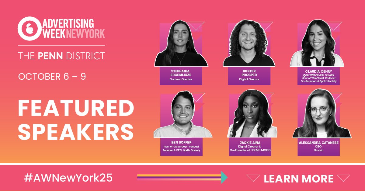 Advertising Week New York is back in the heart of New York City and our first round of featured speakers is now LIVE! Learn more about this year's event. bit.ly/40wnzFF

#THEPENNDISTRICT #AWNEWYORK25