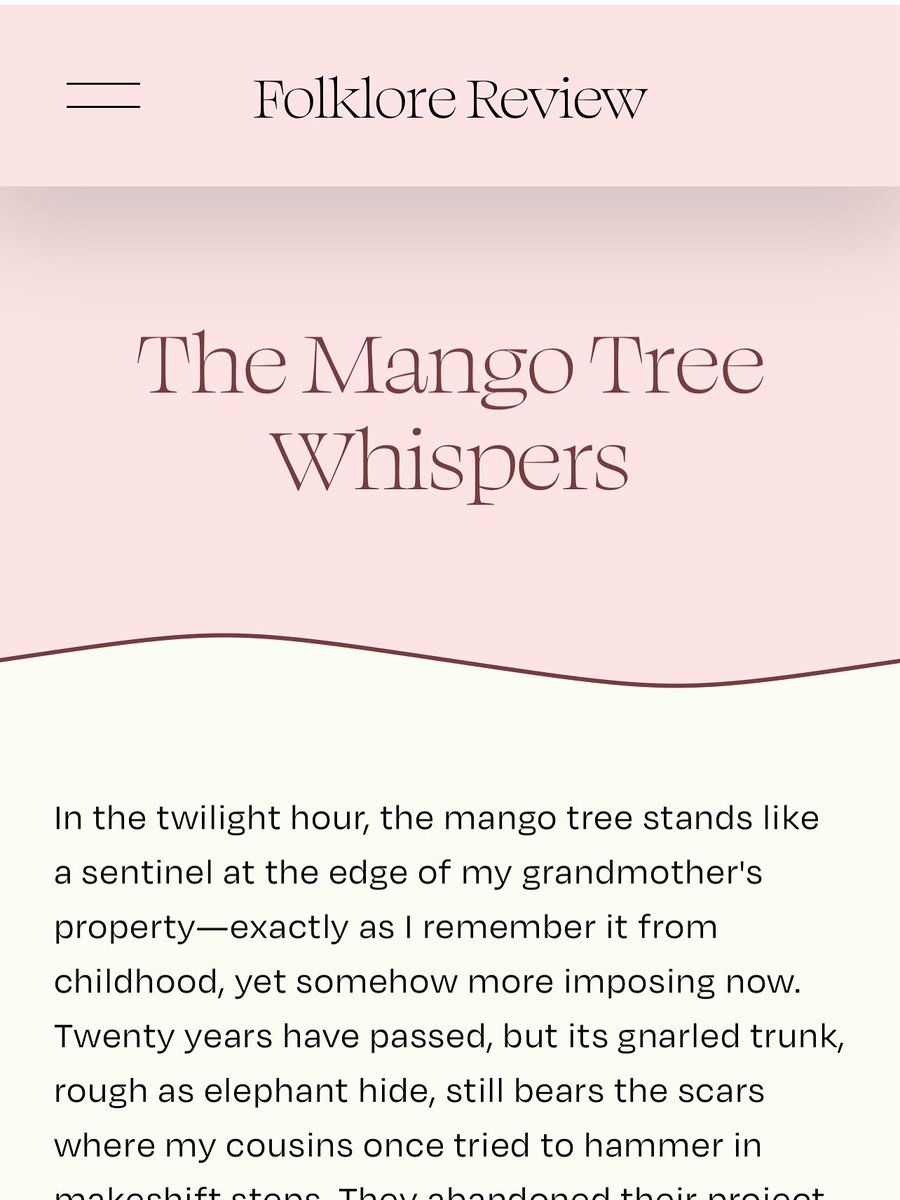folklore_review's tweet image. “As a child, I imagined the yakshini—beautiful and terrible, with backward-facing feet and an insatiable hunger for mischief—perched among the highest branches, watching us with eyes that glowed in the dark” — @_hafsarizvi_ ‘s CNF “The Mango Tree Whispers.”