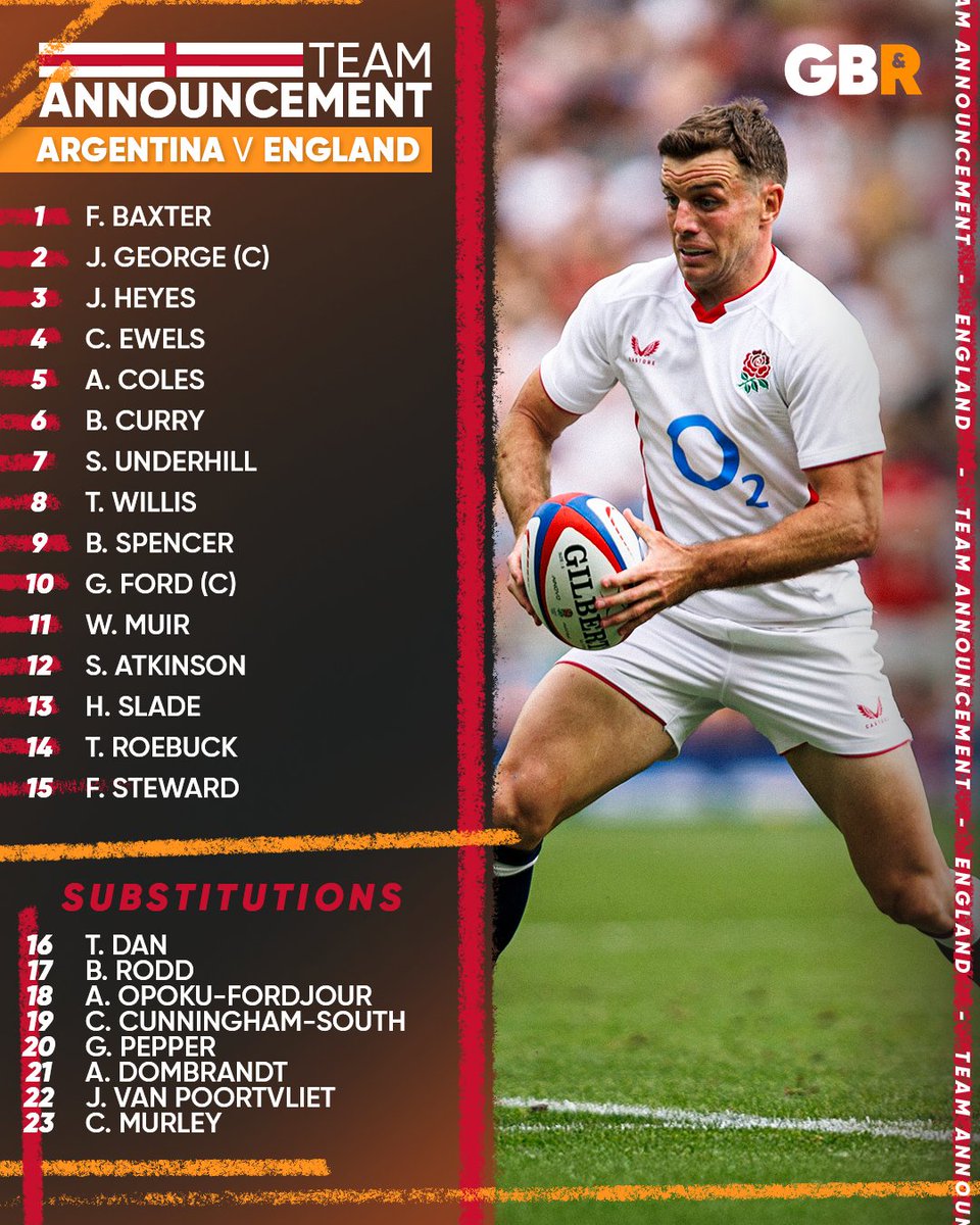 The Good, The Bad & The Rugby (@goodbadrugby) on Twitter photo Steve Borthwick has named his England team to face Argentina in Buenos Ares! πΉ
π₯ Rate this lineup! That back-row tho π
#EnglandRugby #ARGvENG #ArgentinaRugby Steve Borthwick has named his England team to face Argentina in Buenos Ares! πΉ
π₯ Rate this lineup! That back-row tho π
#EnglandRugby #ARGvENG #ArgentinaRugby