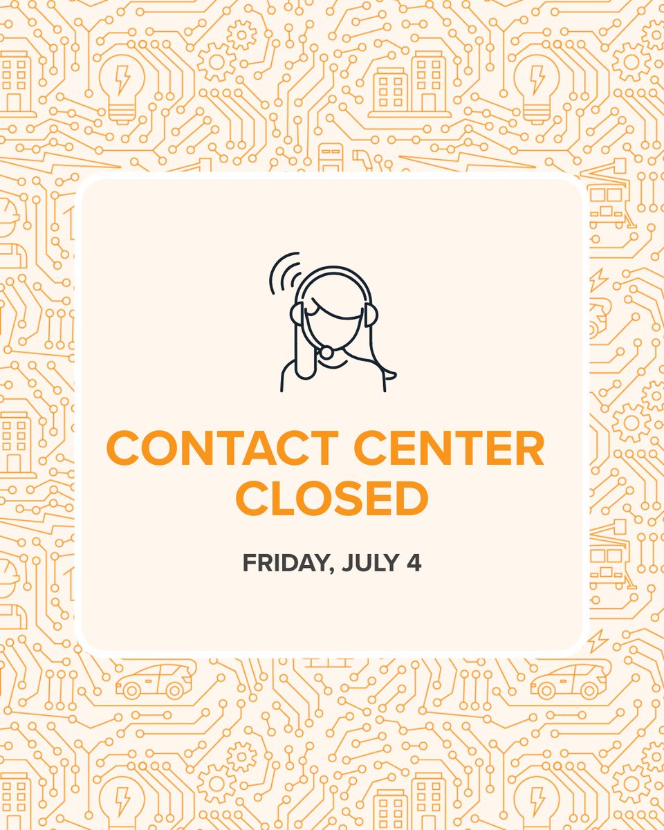 DuquesneLight's tweet image. In observance of Independence Day, our Contact Center will be closed on Friday, July 4.
The website and mobile app are available to report outages, make payments, start or stop service, and more. You can also report power-related issues by contacting us at 888-393-7000.