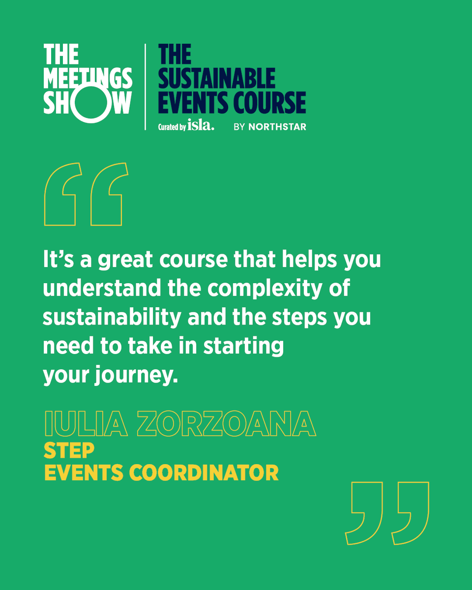 MeetingsShow's tweet photo. Ready to transform your events into sustainable success stories?

Enrolment is open for The Sustainable Events Course and The Advanced Sustainable Events Course!

Find out more - https://t.co/PO9F3LeRiX https://t.co/bQoBXecfmq