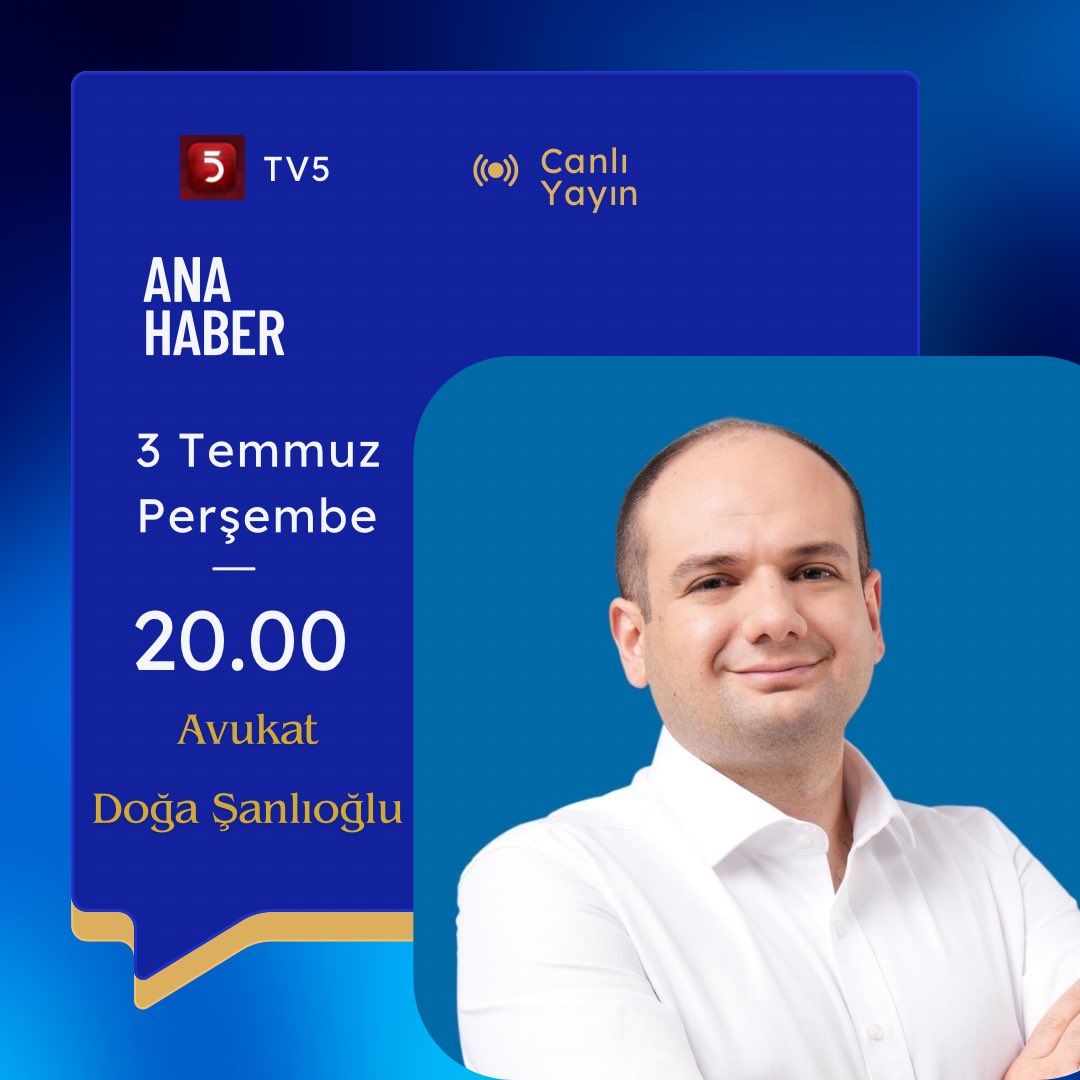 🕗 Bugün 20.00 
📺 TV5'de <a href="/tv5televizyonu/">TV5</a> 
🎙️ <a href="/Burakkabakcili/">Burak Kabakçılı</a> ile Ana Haber Bülteni’ndeyiz. Müsait olanları bekleriz🙋‍♂️