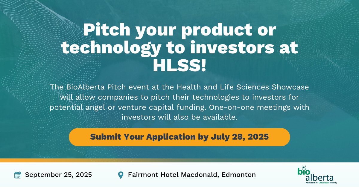 Attention innovators! Join BioAlberta at our Health and Life Sciences Showcase in Edmonton on Sept 25, 2025. Pitch your health tech ideas for potential investment! 
🗓️  Apply by July 28, 2025. 

Submit your pitch now! bioalberta.com/events/health-…

#LifeSciences #ABHealthTech