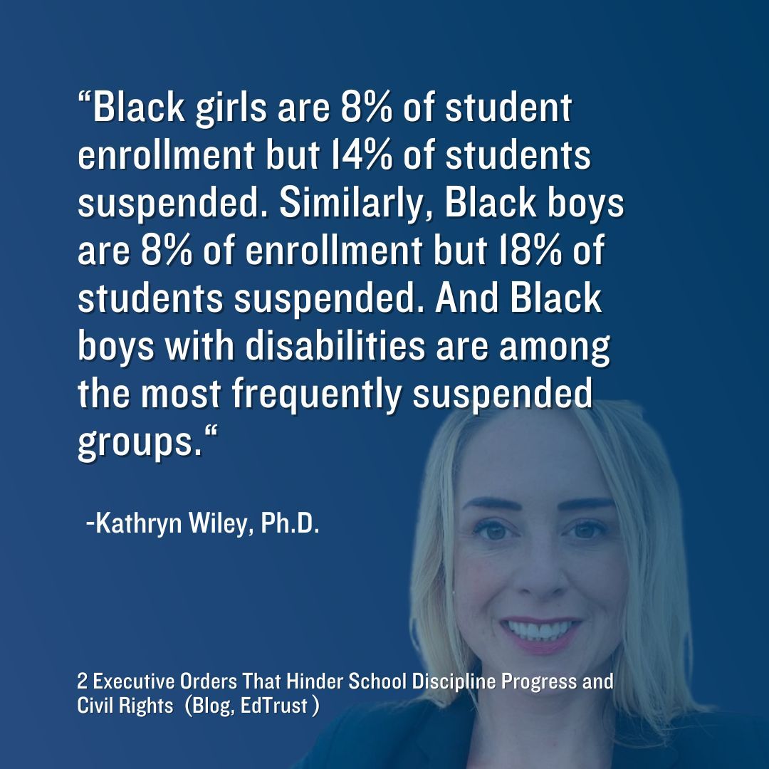 📢 Just published: Dr. Kathryn Wiley (<a href="/HowardU/">Howard University</a>) shares how 2 recent executive orders threaten progress in school discipline &amp; civil rights for Black students.

📖 Read via <a href="/EdTrust/">EdTrust</a>:
buff.ly/9Kkd5VA

#EdEquity #SchoolDiscipline #CivilRights #HowardSOE